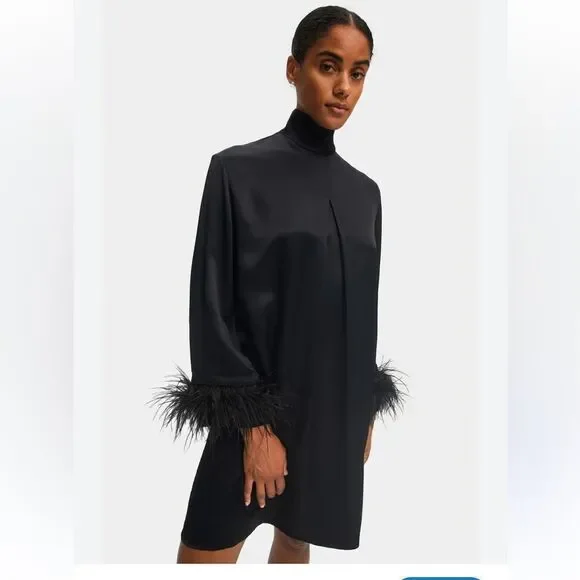Sleeper Party Shirt Dress with Detachable  Ostrich Feather 100% NWT  $369 - Picture 3 of 11